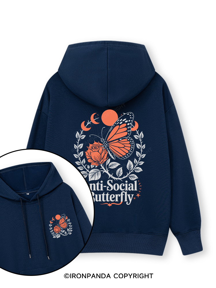 ANTI-SOCIAL BUTTERFLY Double-Sided Printed Classic Gym Hoodie