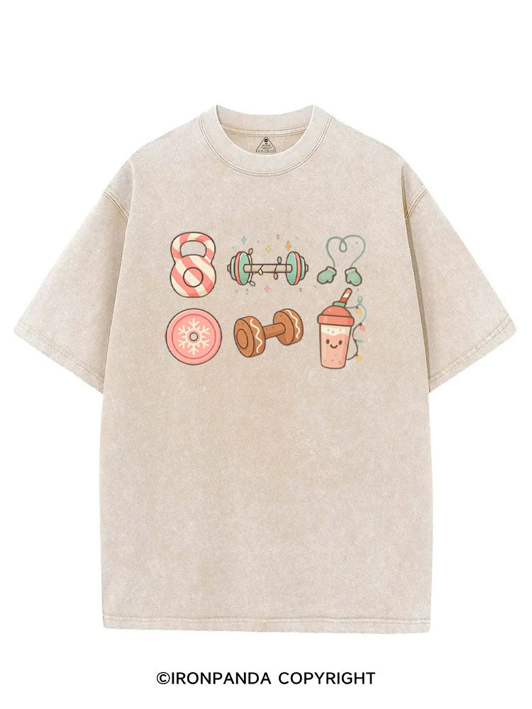 Candy Cane Kettlebell & Cookie Dumbbell Xmas VINTAGE GYM SHIRT