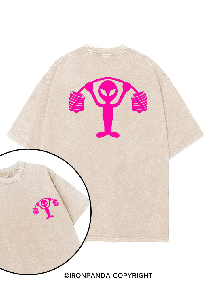 PINK ALIEN POWERLIFTING printed Gym Shirt
