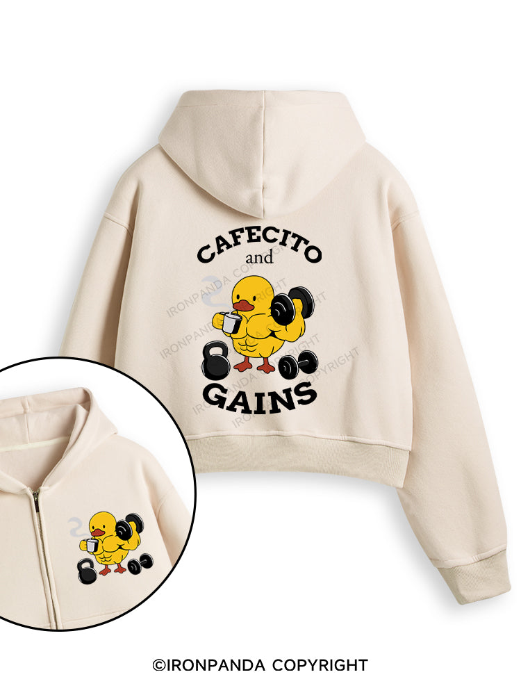 CAFECITO AND GAINS Fleece Crop Zip Up Hoodie