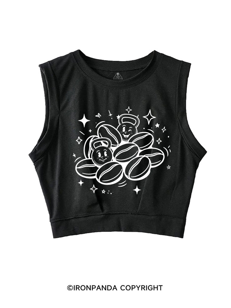 CAFFEINE KETTLEBELL GYM LOVER SLEEVELESS CROP TOPS