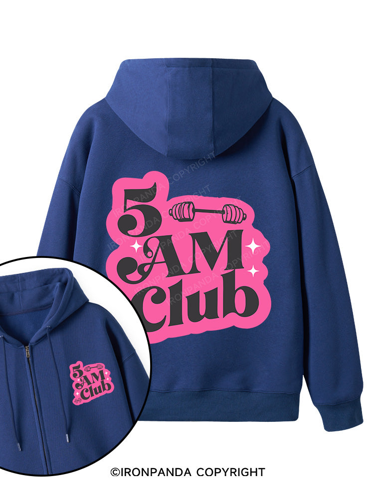5 AM Club Double-Sided Printed Fleece Zip Up Hoodie