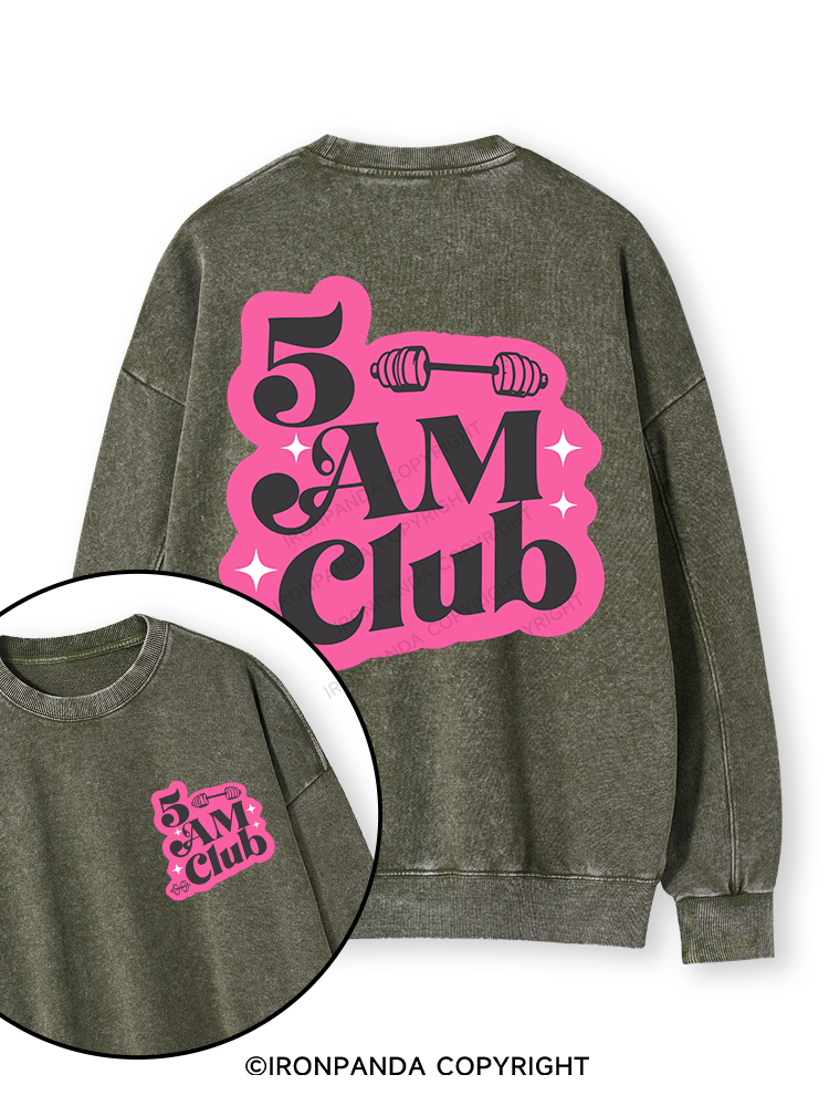 5 AM Club Double-Sided Printed Washed Sweatshirt