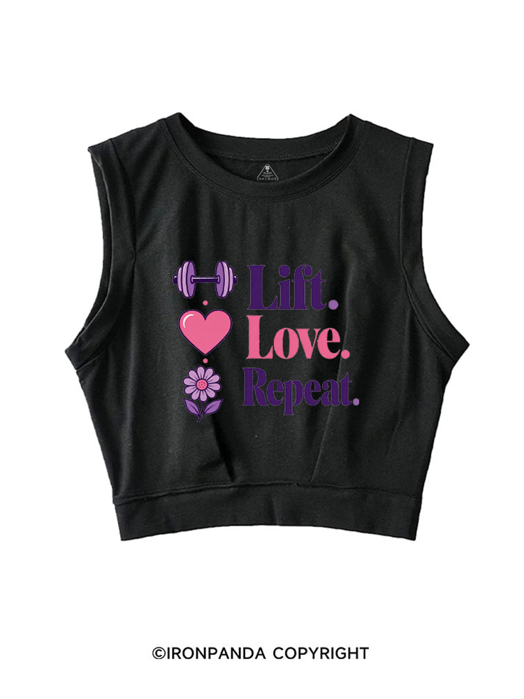 LIFT. LOVE. REPEAT SLEEVELESS CROP TOPS