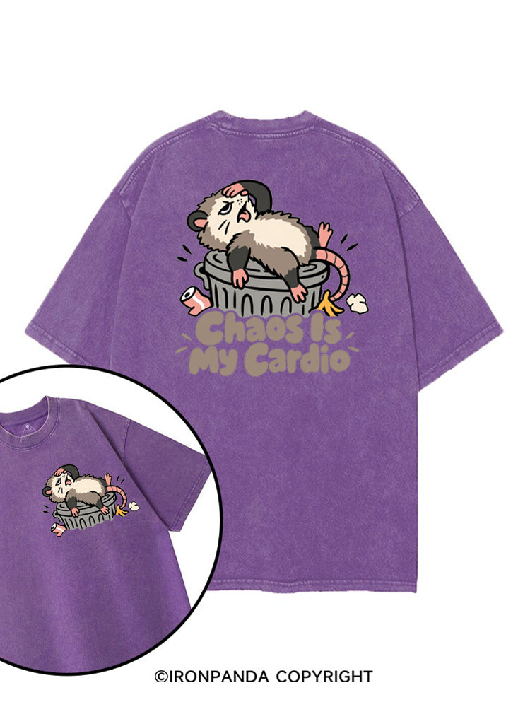 Chaos Is My Cardio Funny Possum Trash printed Gym Shirt