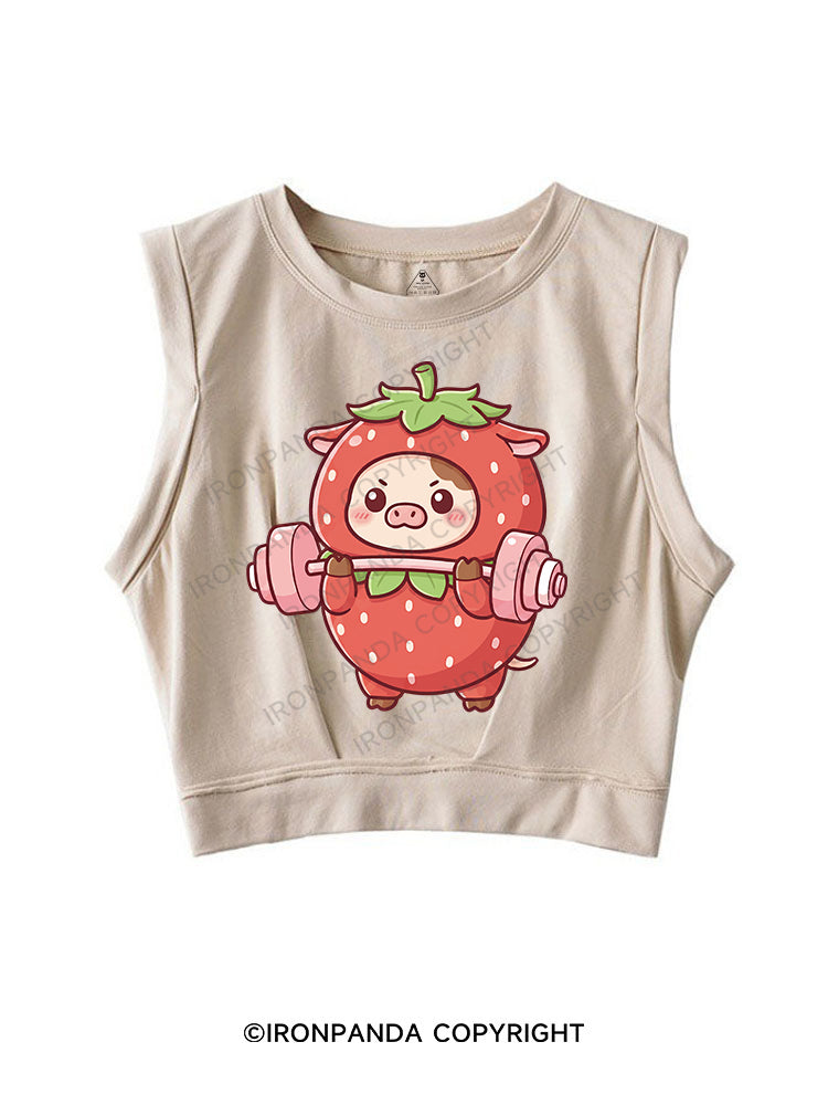 Strawberry Fitness Piggy SLEEVELESS CROP TOPS