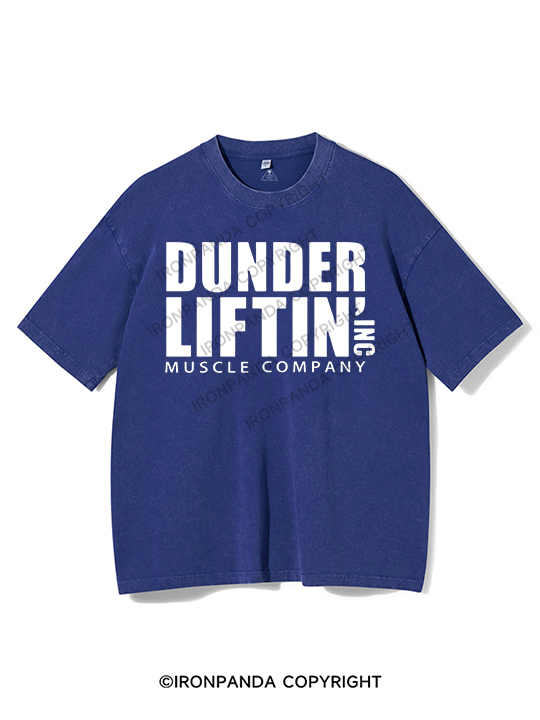dunder lifting muscle company Washed Gym Shirt