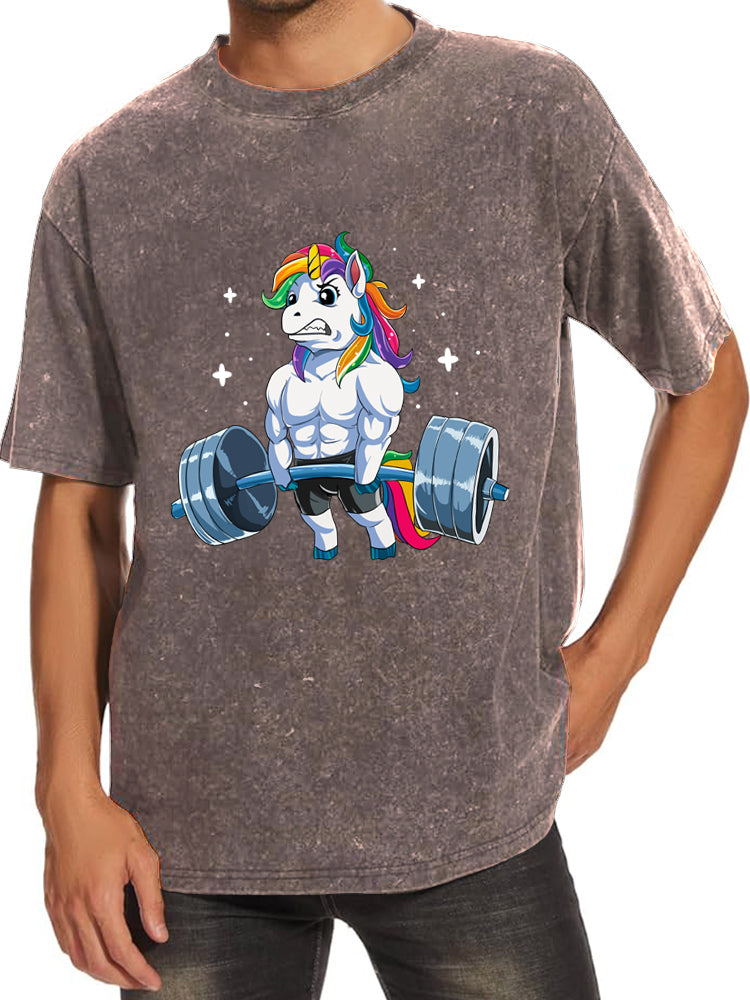 Weightlifting Unicorn Washed Gym Shirt