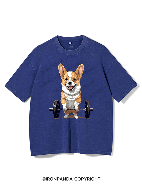 Weightlifting Dog Washed Gym Shirt