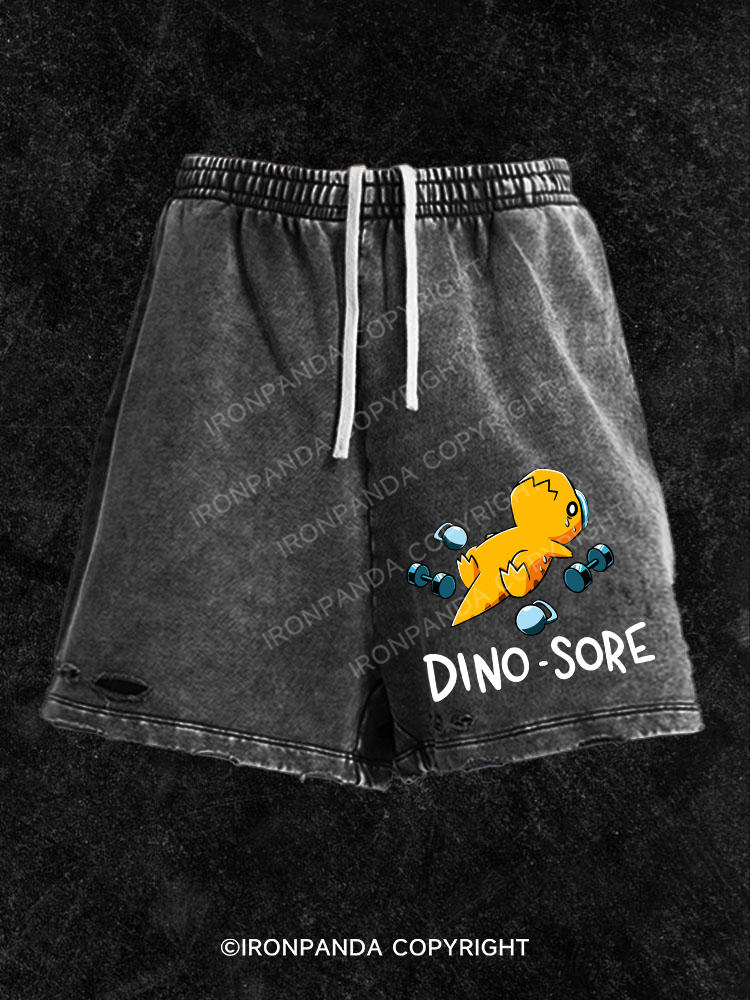 DINO SORE Washed Gym Shorts