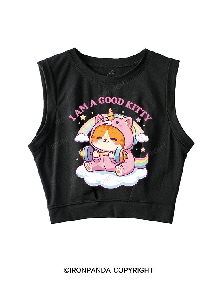 I AM A GOOD KITTY SLEEVELESS CROP TOPS