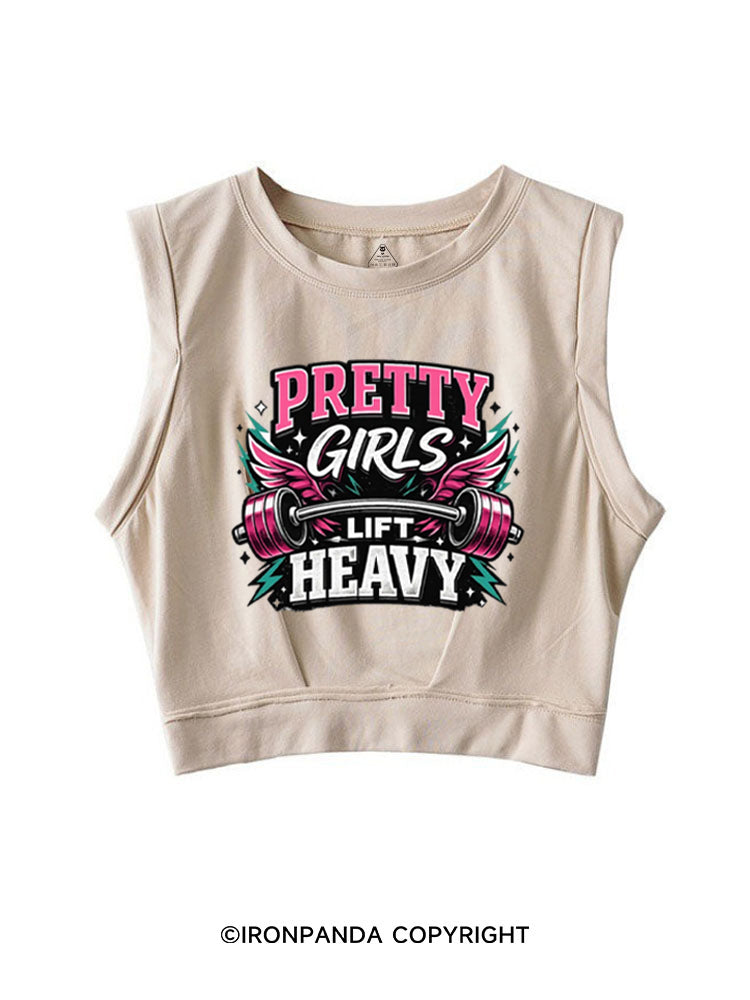 Pretty Girls Lift Heavy Powerlifting SLEEVELESS CROP TOPS