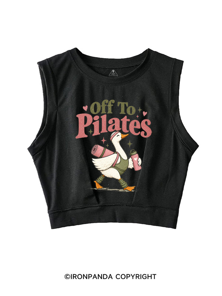 OFF TO PILATES GOOSE SLEEVELESS CROP TOPS