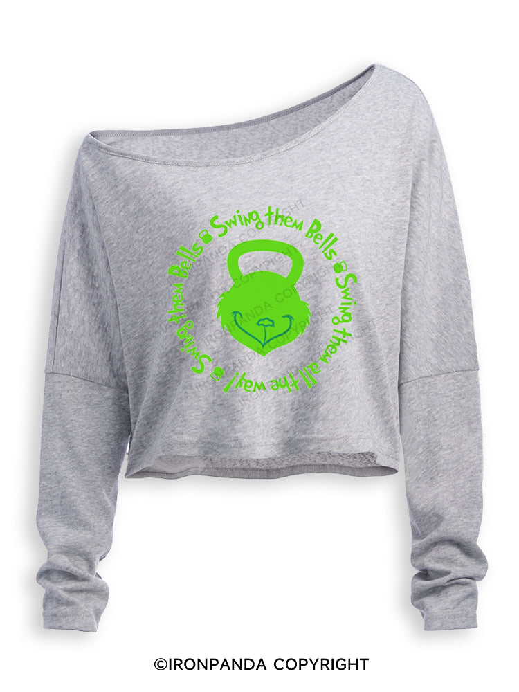 Swing them Bells, Swing them Bells, Swing them all the way Off Shoulder Long Sleeve Crop Top