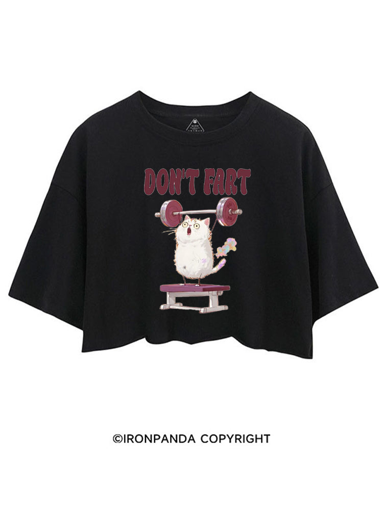 DON'T FART CUTE FUNNY KITTY CROP TOPS