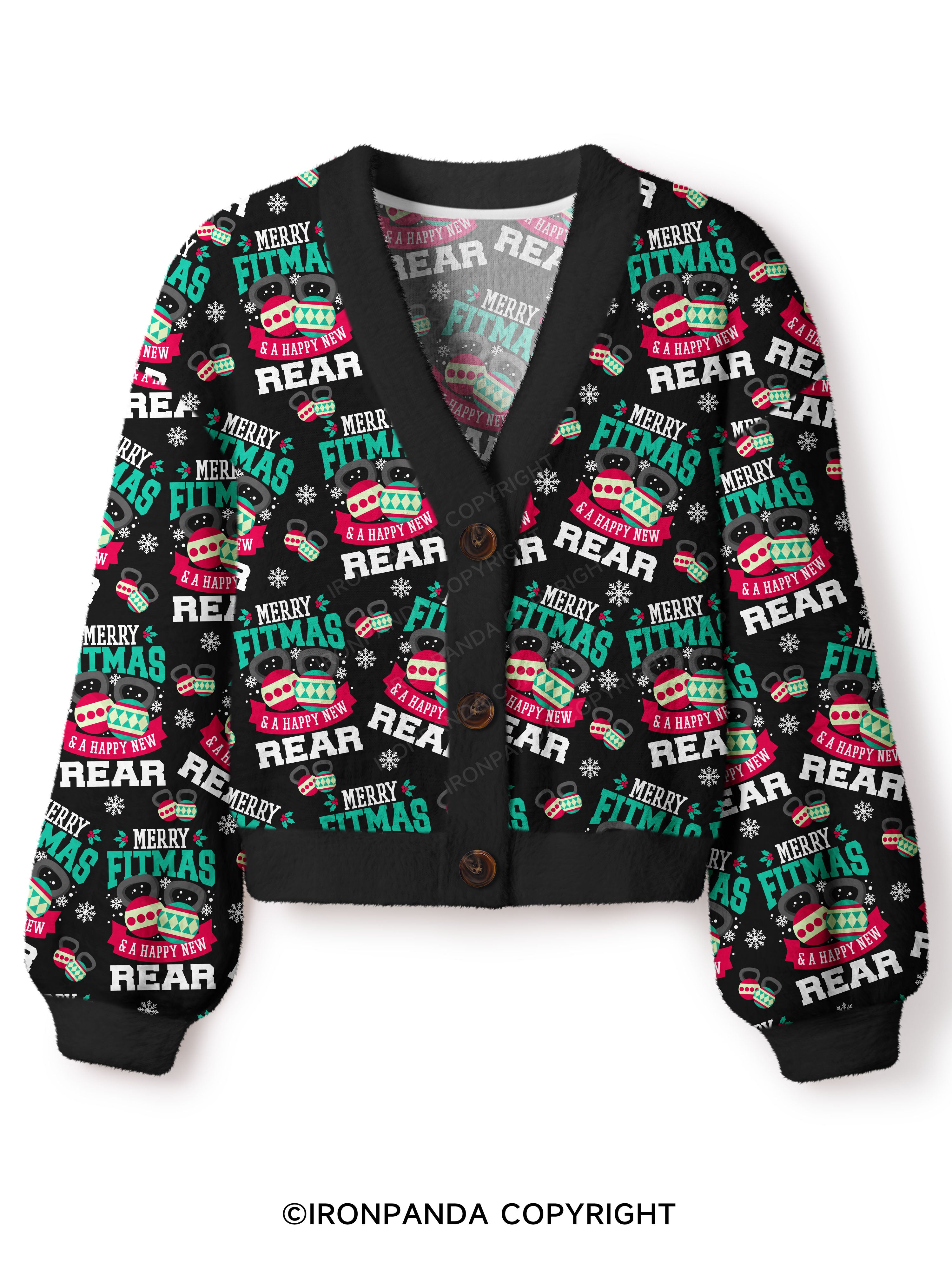 Merry Fitmas Crop Ugly Cardigan Sweater