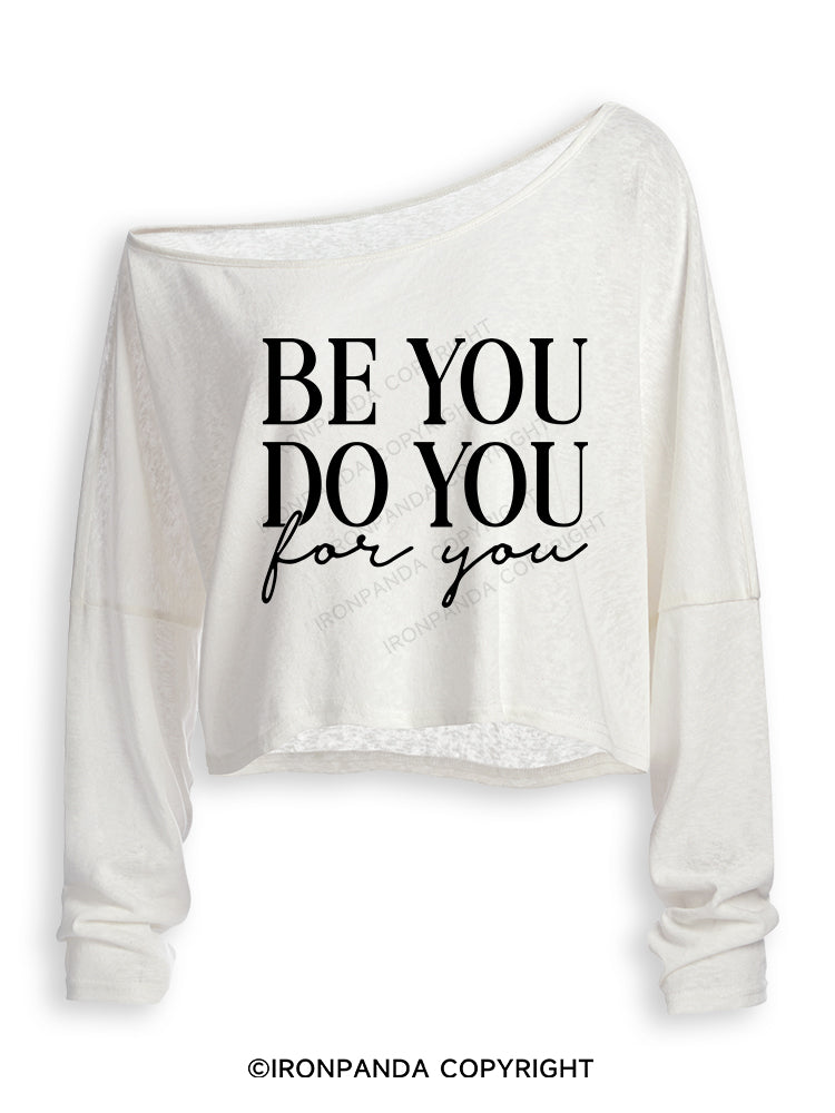 BE YOU DO YOU FOR YOU Off Shoulder Long Sleeve Crop Top