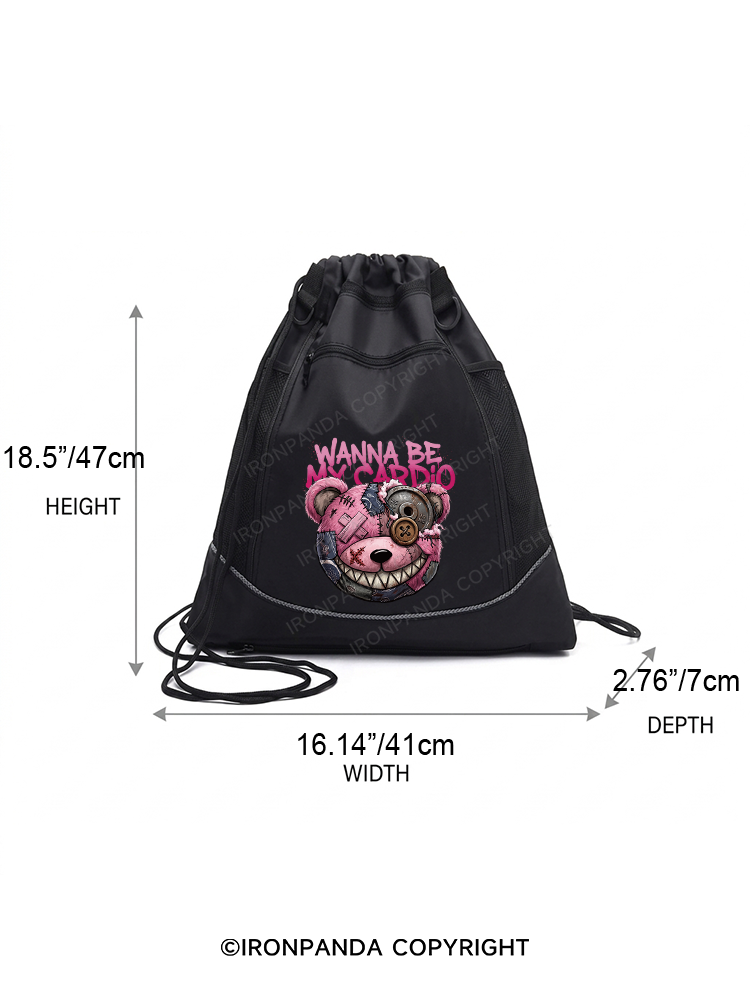 WANNA BE MY CARDIO Gym Drawstring Bag