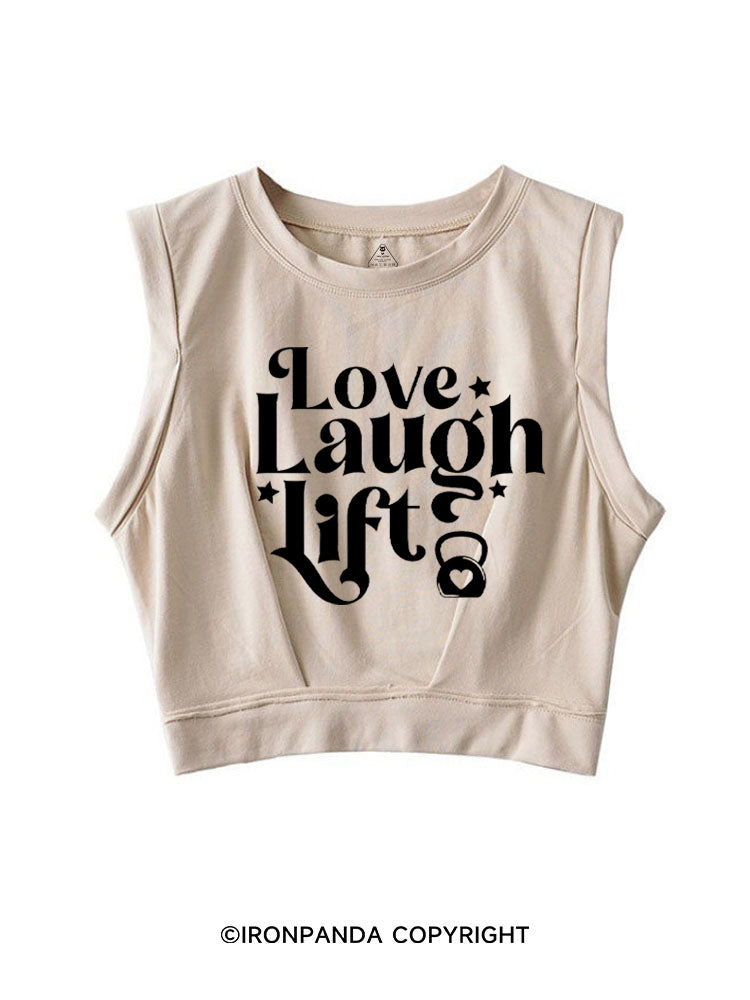 LOVE LAUGH LIFT POSITIVE GYM SLEEVELESS CROP TOPS