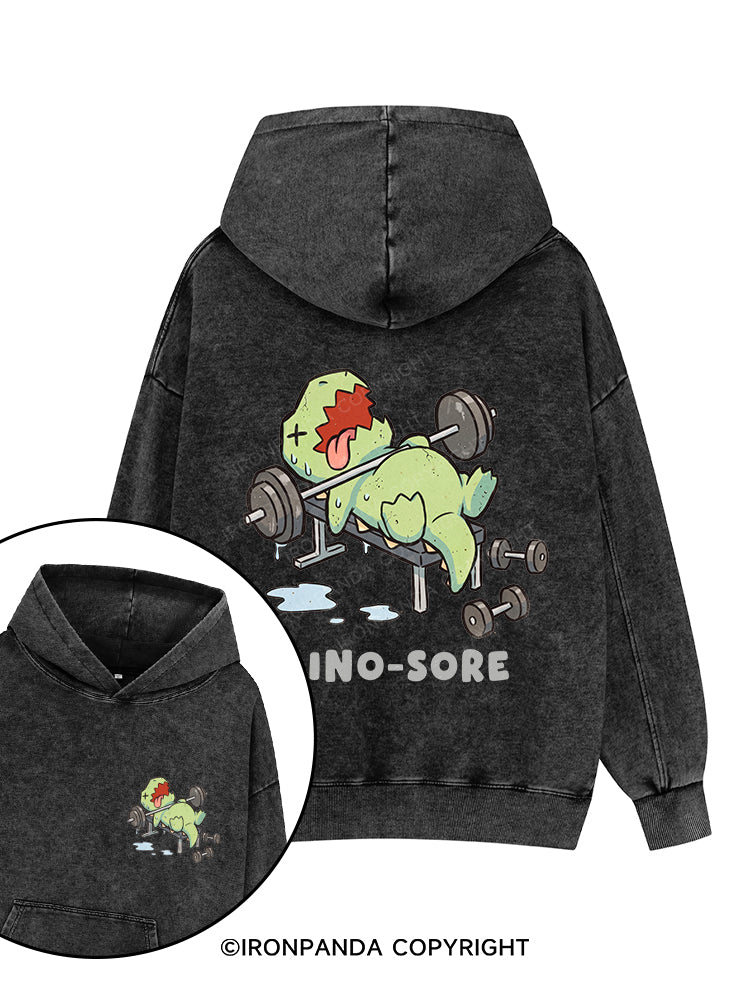 DINO-SORE FUNNY Printed Washed Gym Hoodie