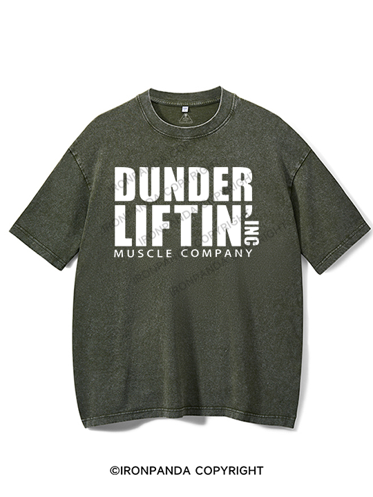 dunder lifting muscle company Washed Gym Shirt