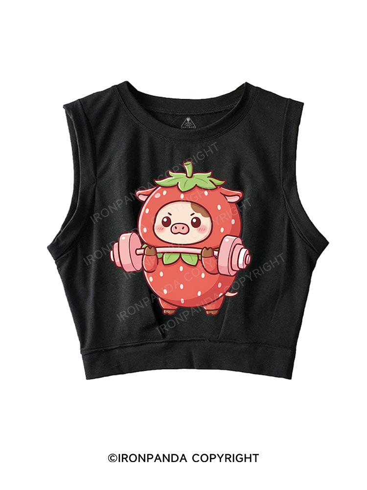 Strawberry Fitness Piggy SLEEVELESS CROP TOPS