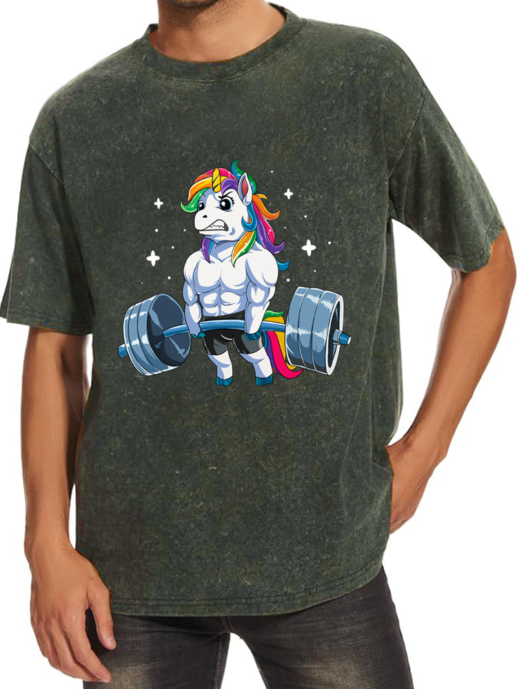 Weightlifting Unicorn Washed Gym Shirt