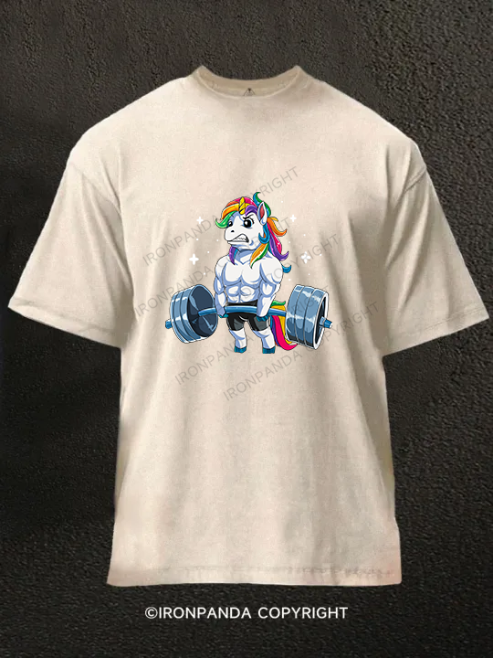 Weightlifting Unicorn Washed Gym Shirt