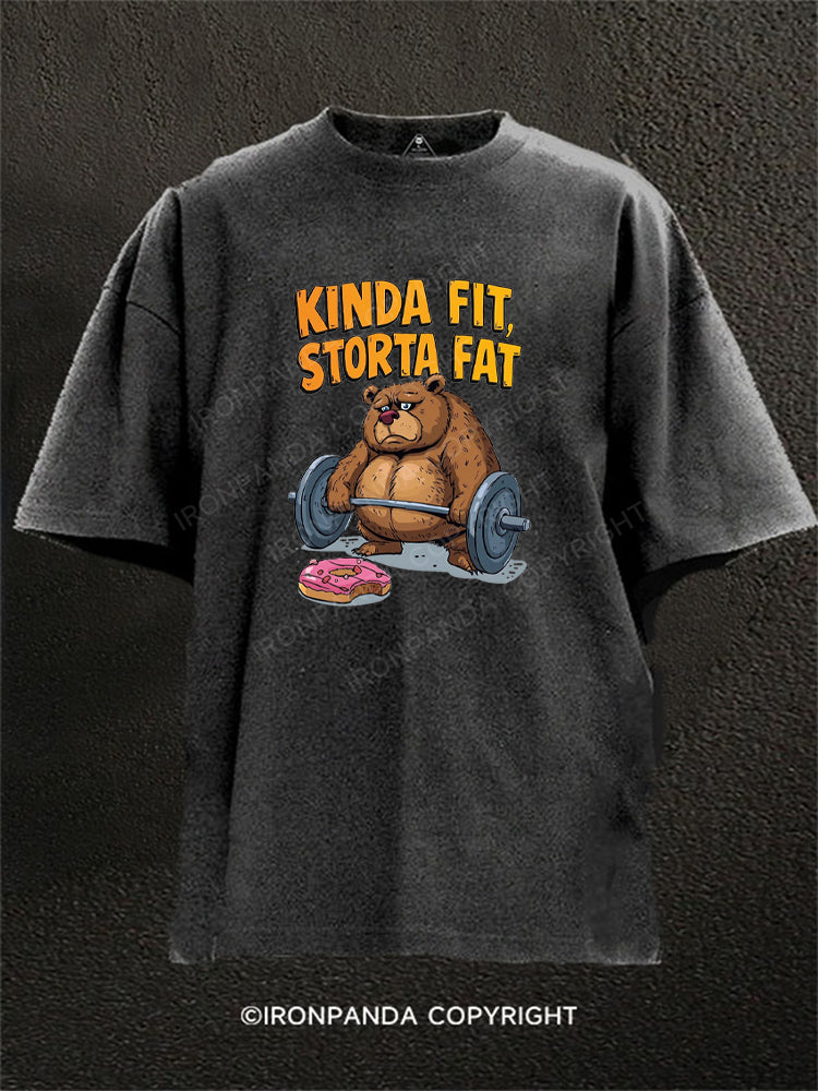 Kinda Fit Sorta Fat Bear Lifting Washed Gym Shirt
