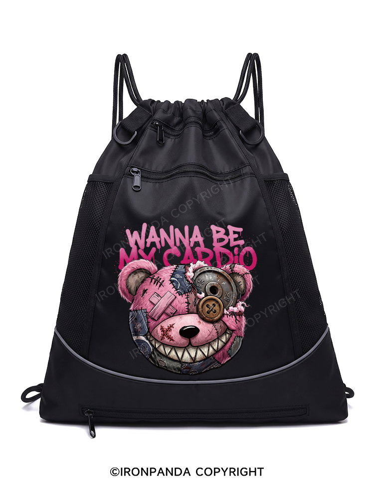 WANNA BE MY CARDIO Gym Drawstring Bag