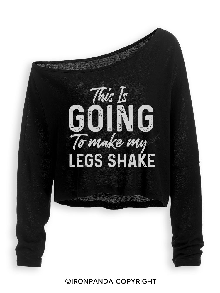 THIS IS GOING TO MAKE MY LEGS SHAKE Off Shoulder Long Sleeve Crop Top