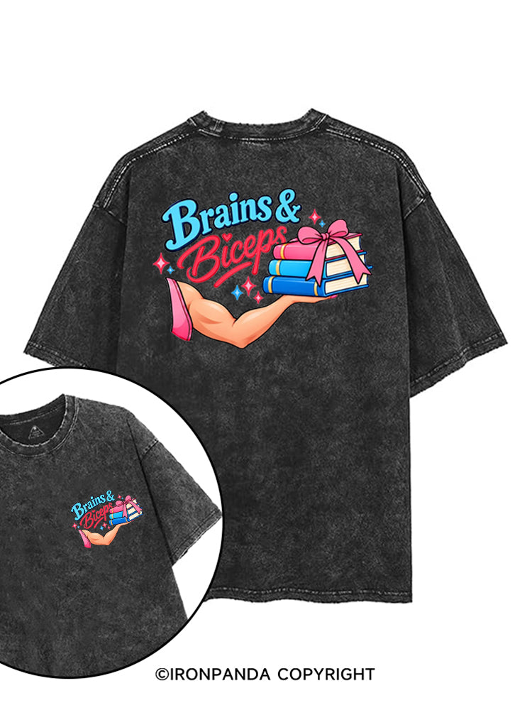 BRAINS & BICEPS printed Gym Shirt