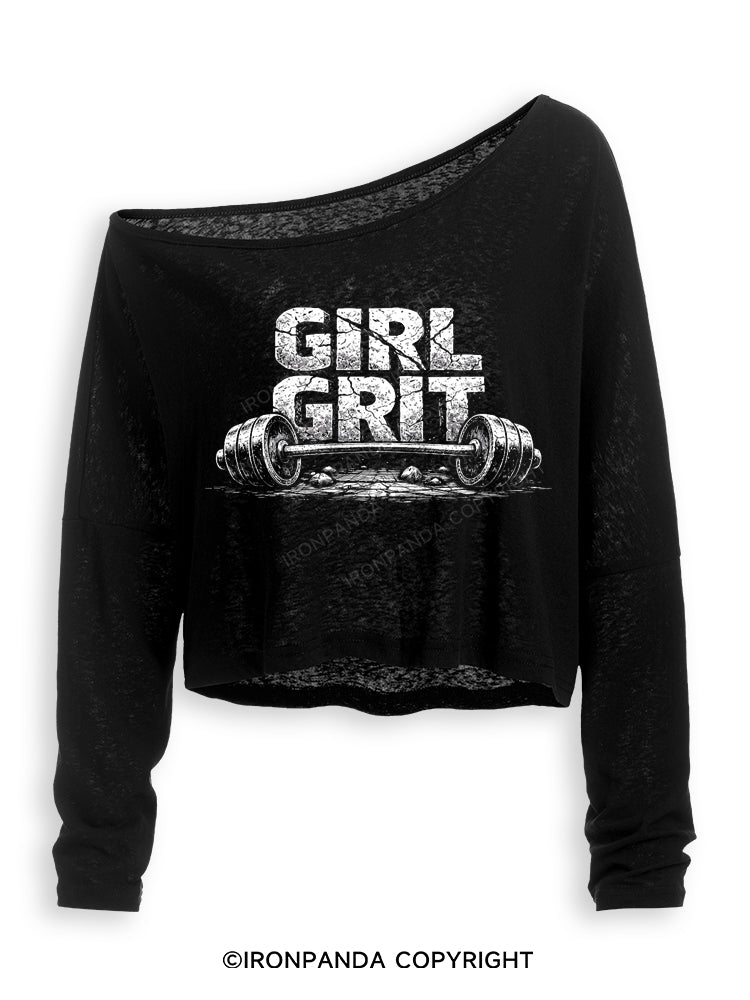 GIRL GRIT Off Shoulder Long Sleeve Crop Top