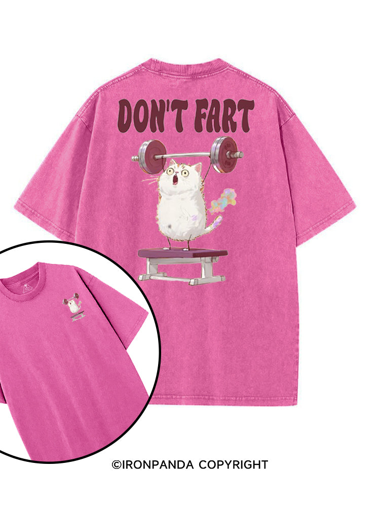 DON'T FART CUTE FUNNY KITTY printed Gym Shirt