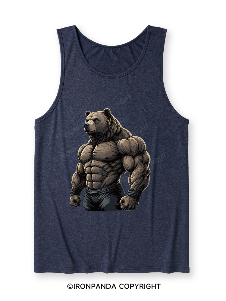 Muscular Bear Bodybuilder Performance Ultra Soft Heather Tank