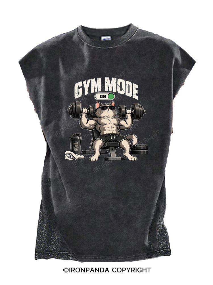 Gym Mode On Workout Cat Cut Off Tank