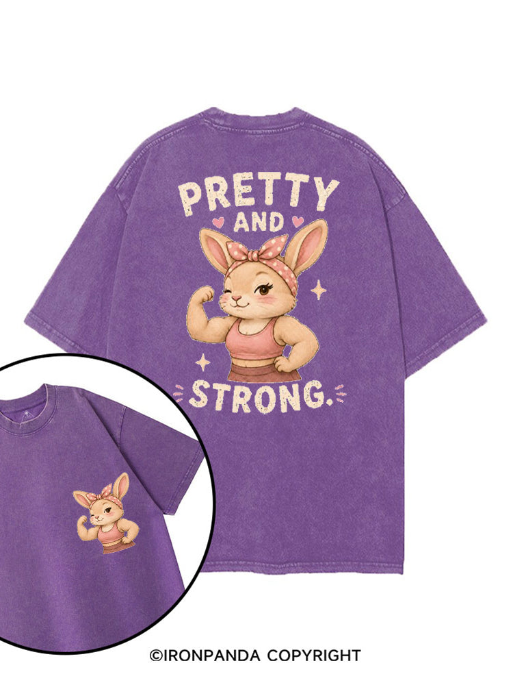 PRETTY AND STRONG BUNNY printed Gym Shirt