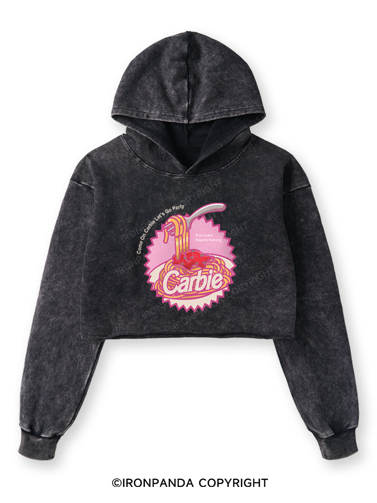 Carbie I Love Carbs Bread Pasta Pizza Washed Crop Hoodie