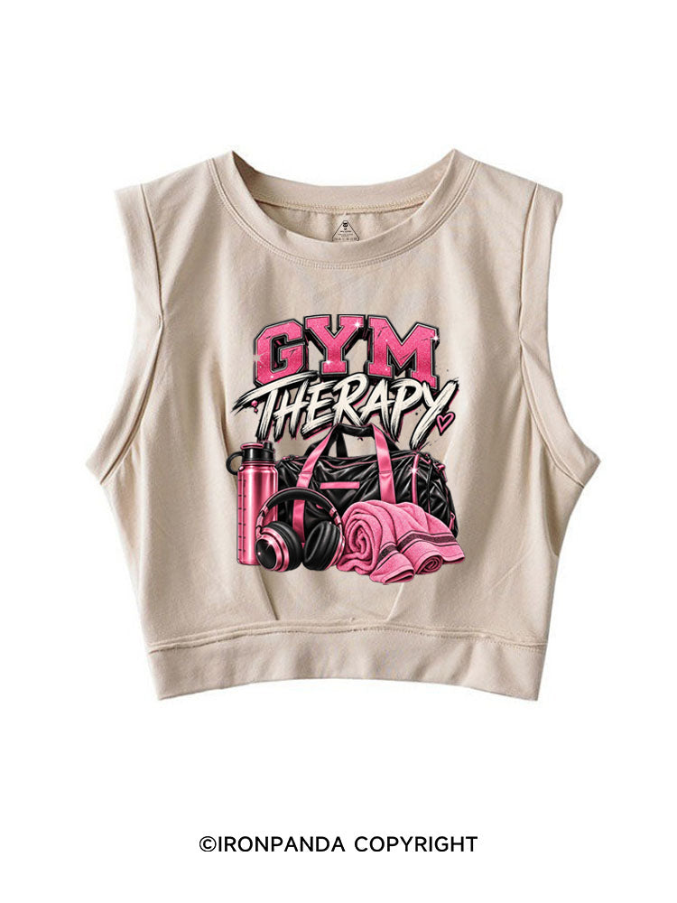 GYM THERAPY PINK FITNESS SLEEVELESS CROP TOPS