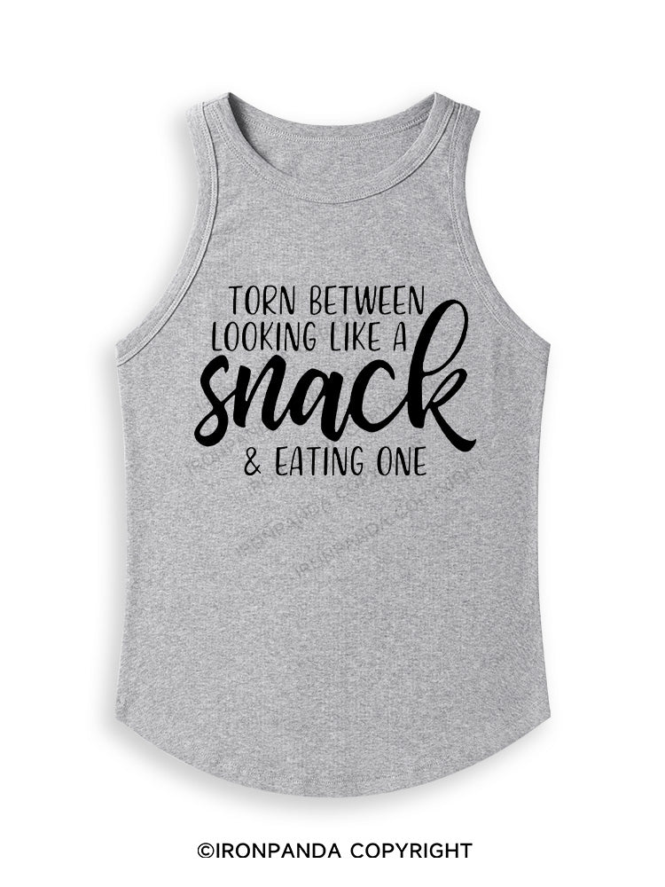 TORN BETWEEN A SNACK AND EAT ONE Fitted Tank Top