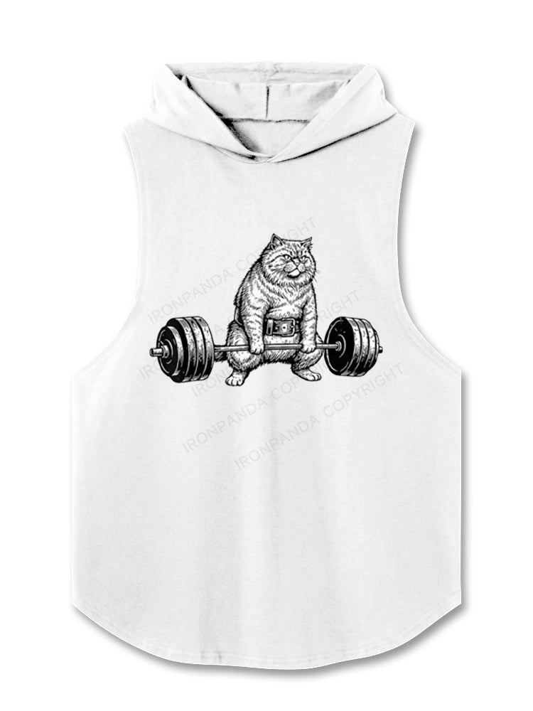 Funny Deadlift Cat Hooded Tank