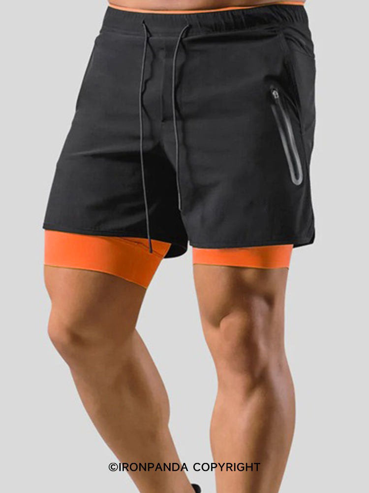 Men's 2-in-1 Zipper Pockets Shorts