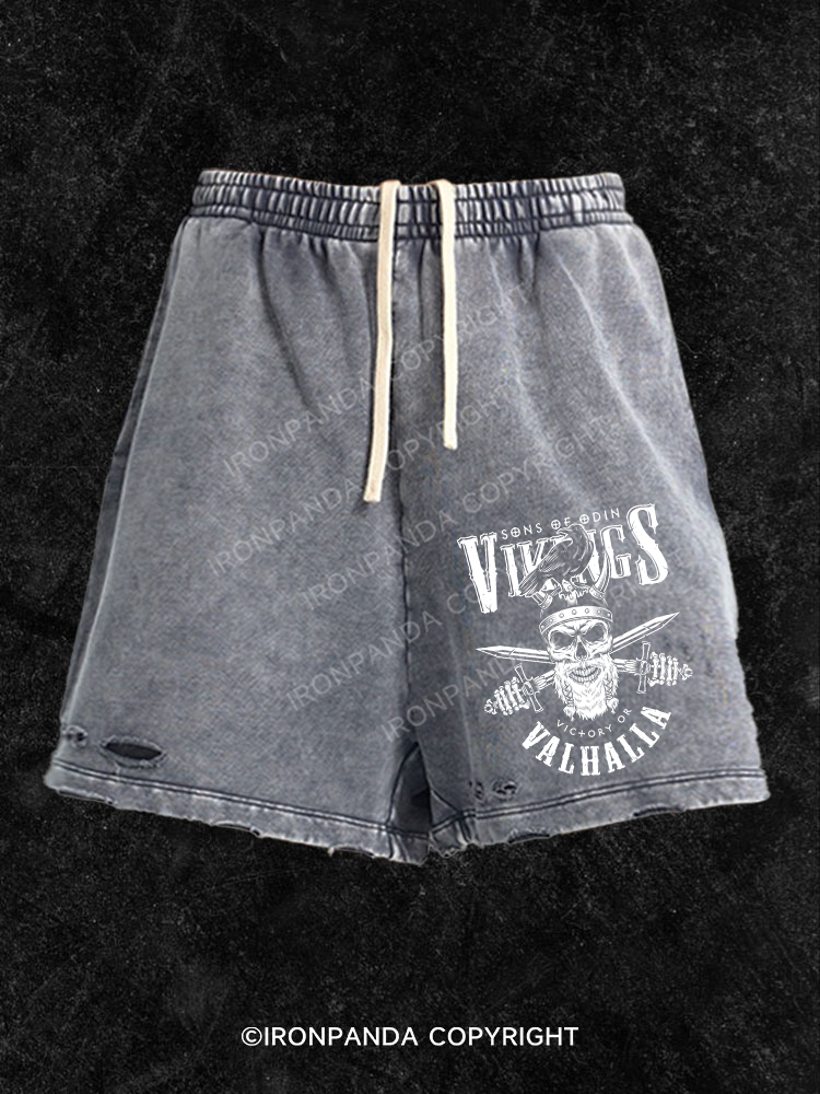 Vikings Valhalla  Washed Gym Shorts