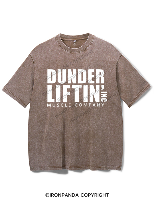 dunder lifting muscle company Washed Gym Shirt