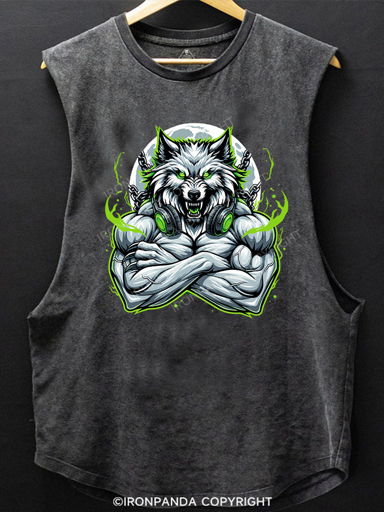 Muscle Wolf Scoop Bottom Cotton Tank