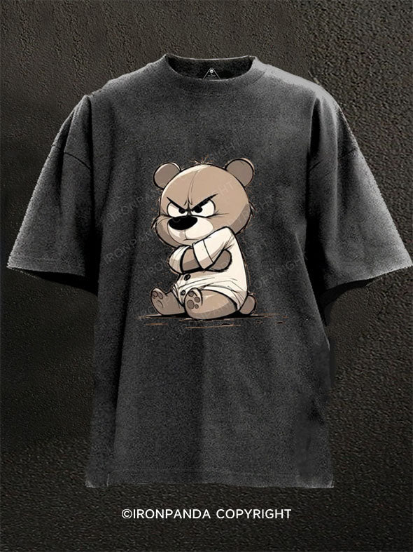 angry little bear Washed Gym Shirt