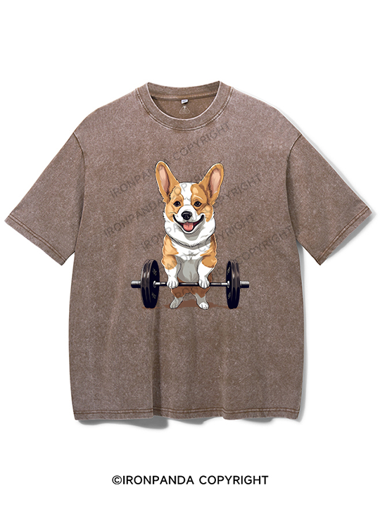 Weightlifting Dog Washed Gym Shirt