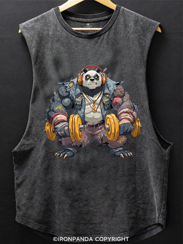 dumbbell weightlifting panda Scoop Bottom Cotton Tank