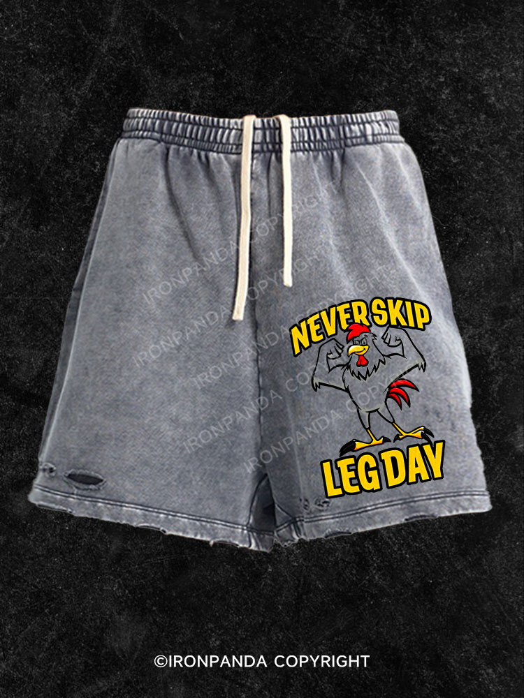 Never Skip Leg Day Washed Gym Shorts