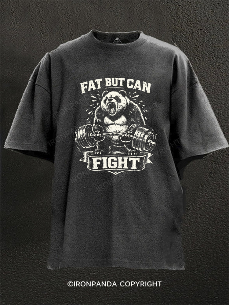 Fat But Can Fight Panda Washed Gym Shirt